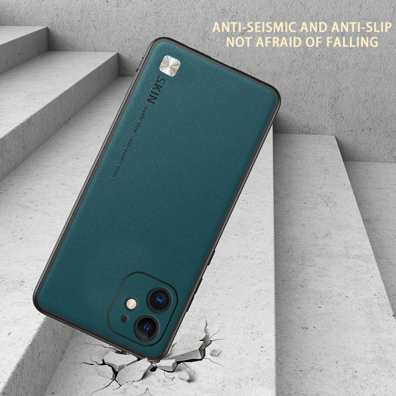 Bump Proof Cover for iPhone 12 6.1 inch Metal Decor PU Leather Coated PC+TPU Phone Case Bump Proof Cover for iPhone 12 6.1 inch Metal Decor PU Leather Coated PC+TPU Phone Case